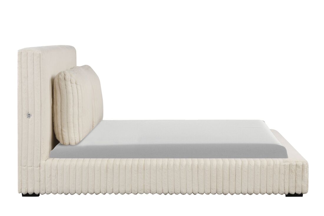 Lauren Beige Platform Bed (w/ USB PORTS) - Queen, King
