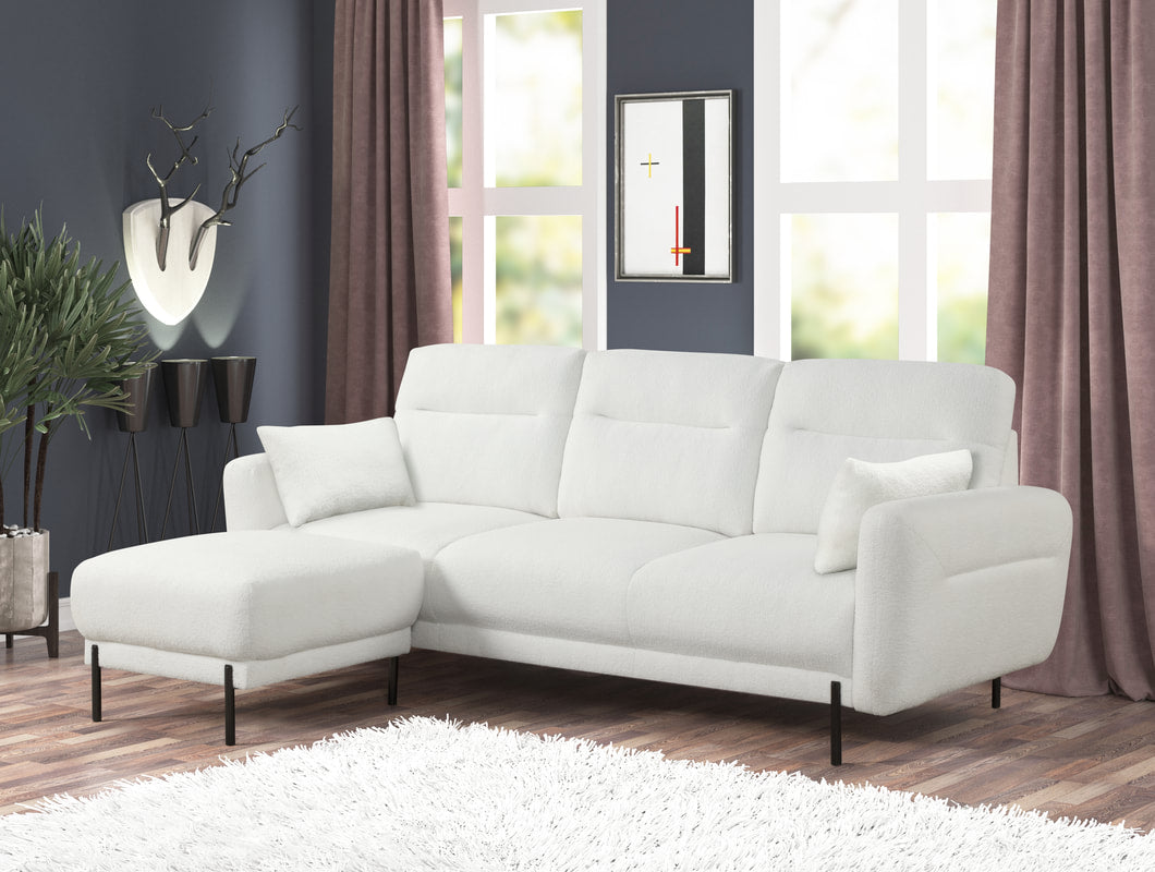 Lily White Fur Sofa with Reversible Chaise