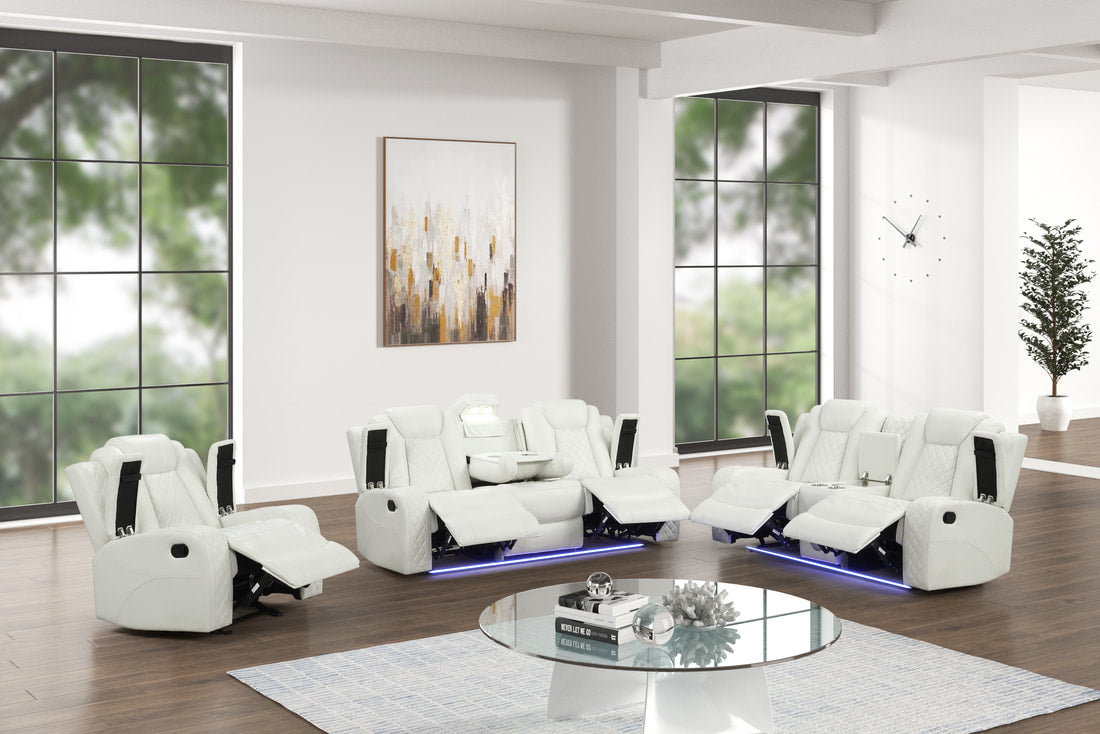 Luz 3PC Reclining Set - White