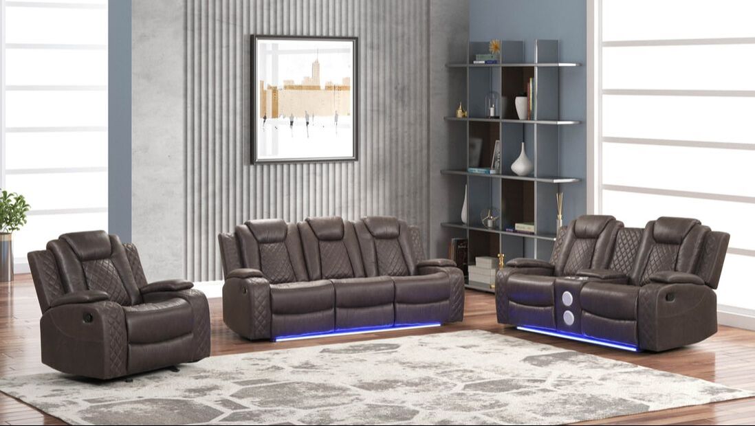 Luz 3PC Reclining Set - Chocolate