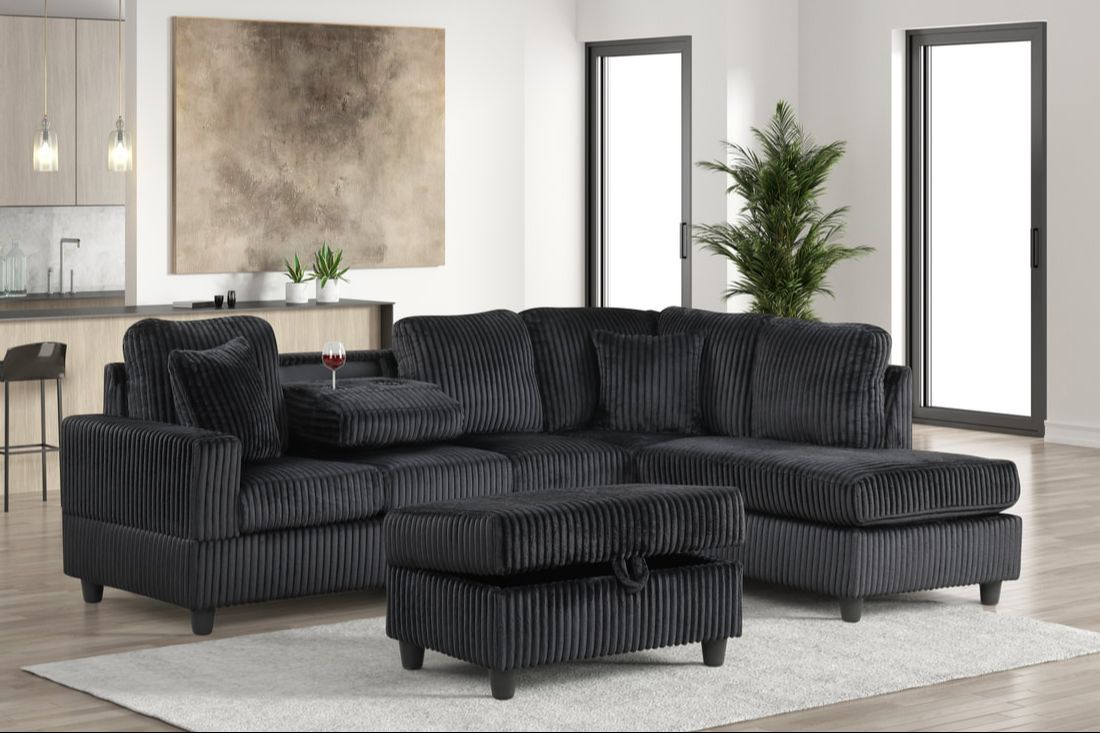 Rocket Onyx Reversible Sectional (Black)**NEW ARRIVAL**