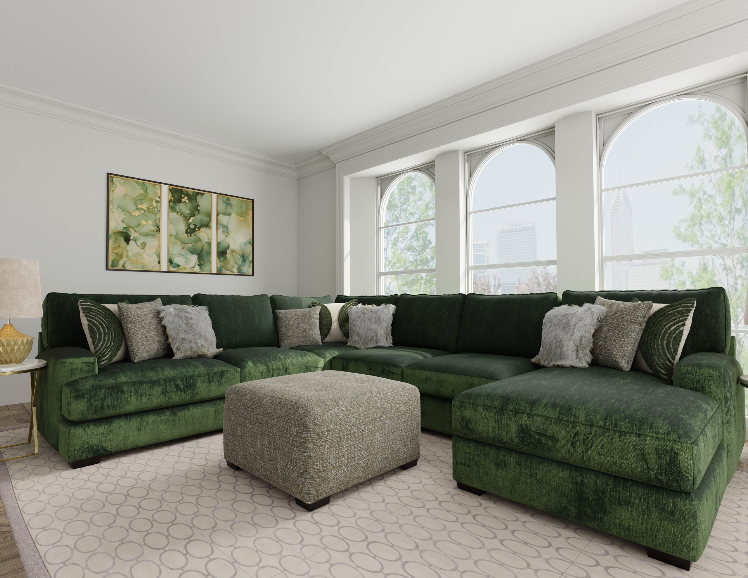 Corinthian 2900 3-Piece Oversized Sectional in Luscious Pine