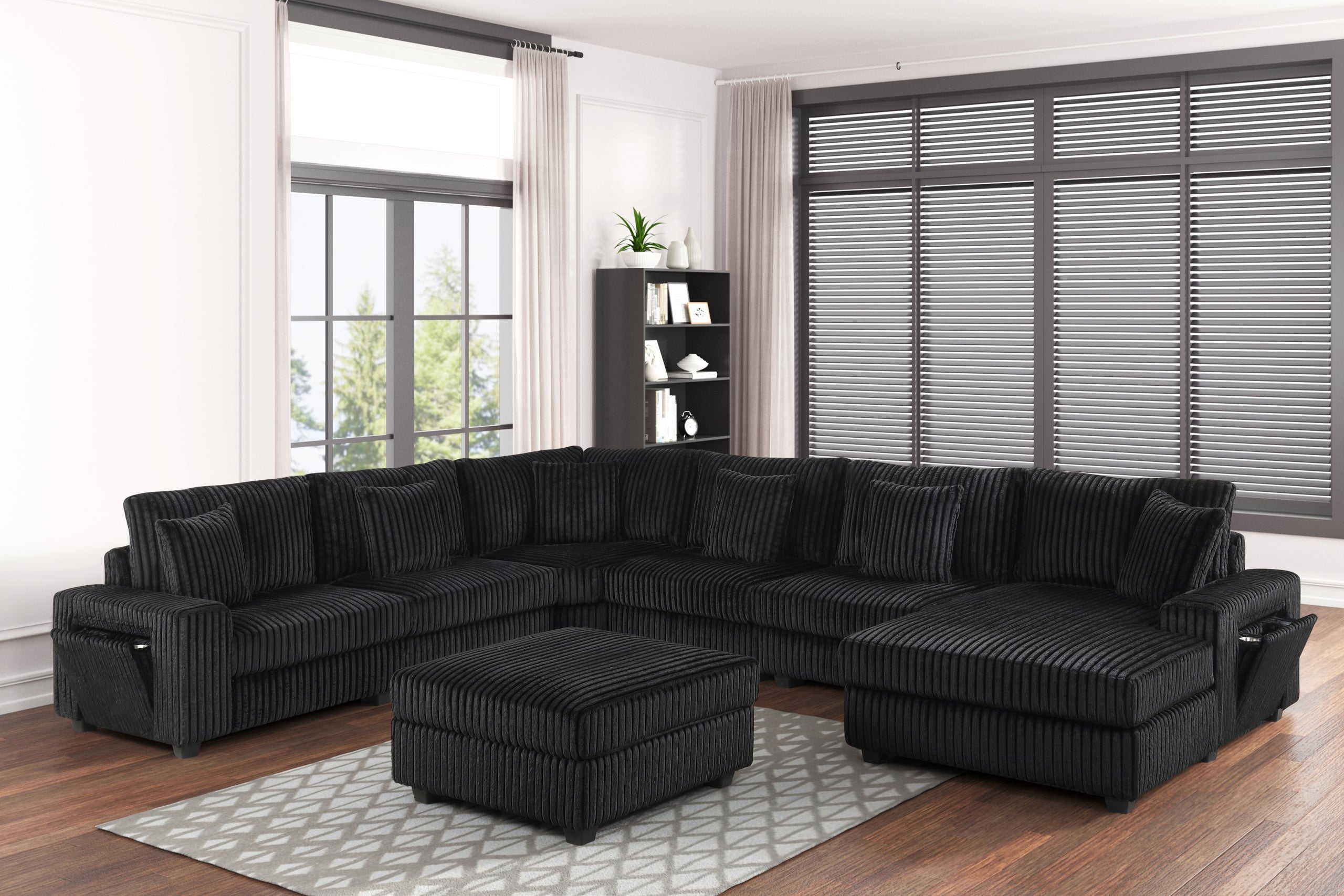 Bazooka 7-Piece Oversized Sectional in Black