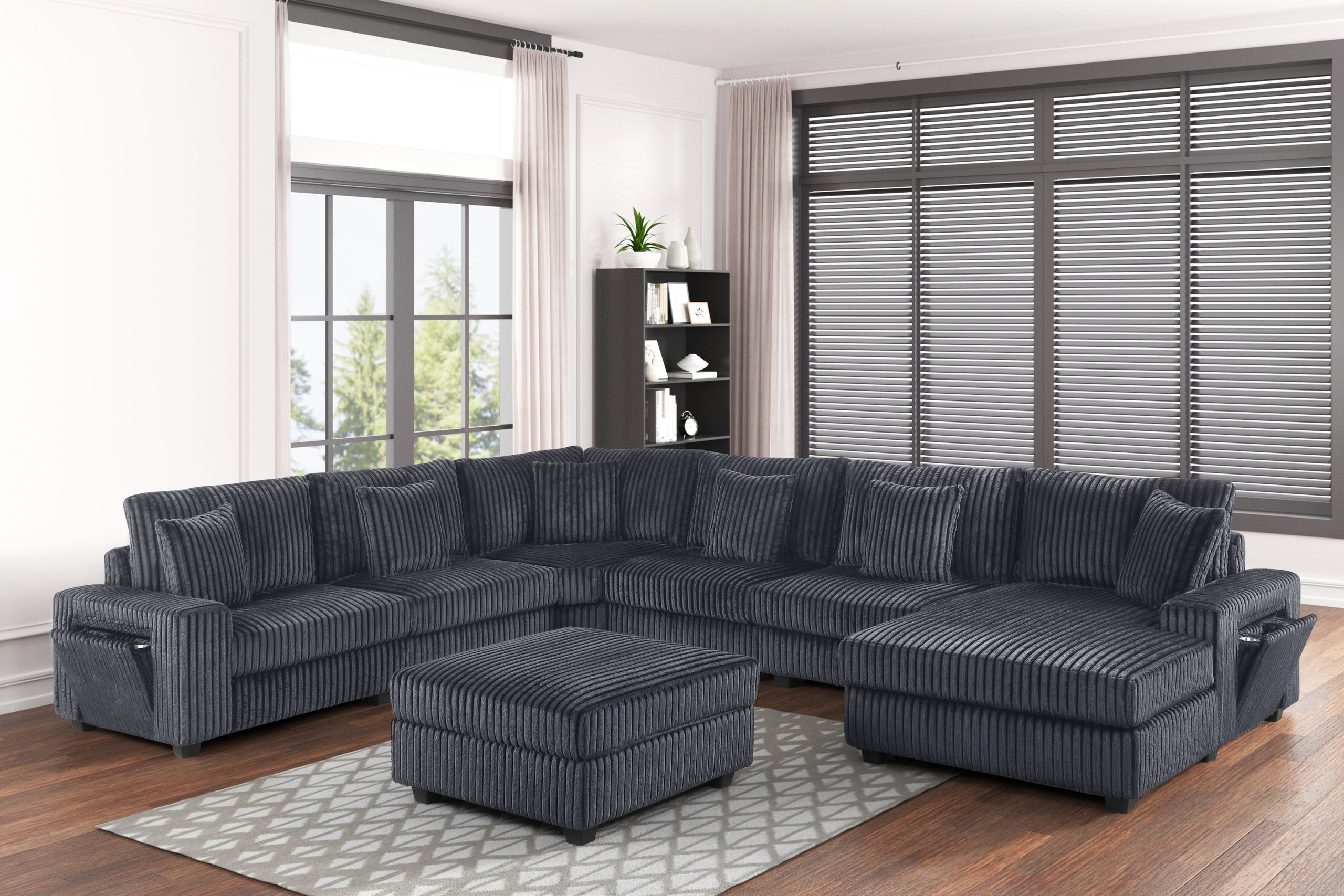 Bazooka 7-Piece Oversized Sectional in Charcoal
