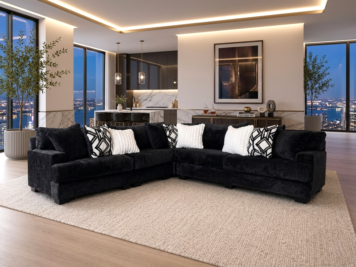 9650 Oversized U-Shaped Sectional in Black