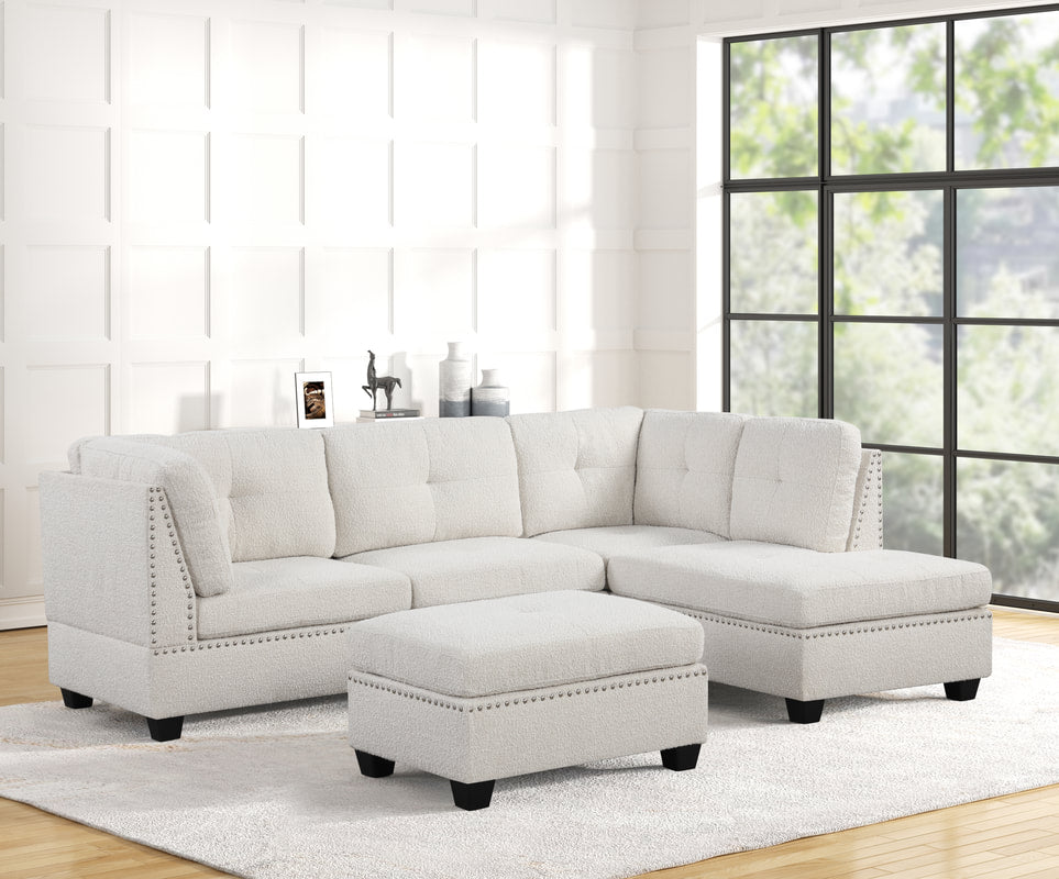 Sienna Boucle Sand Sectional + Ottoman Set **NEW ARRIVAL**