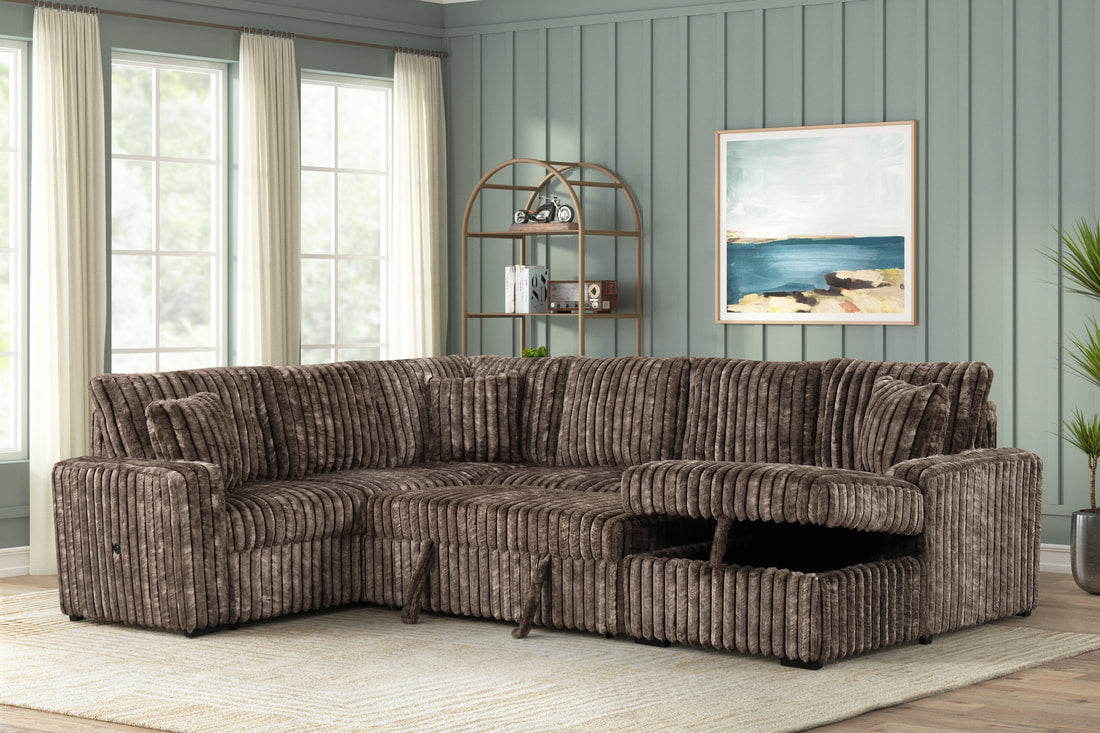 Sonic Brown Sectional With Pull-Out Bed **NEW ARRIVAL**