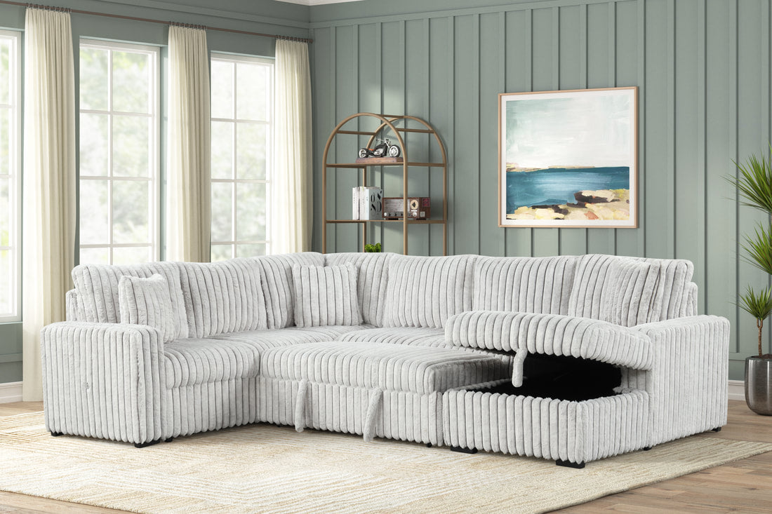Sonic Gray Sectional With Pull-Out Bed **NEW ARRIVAL**