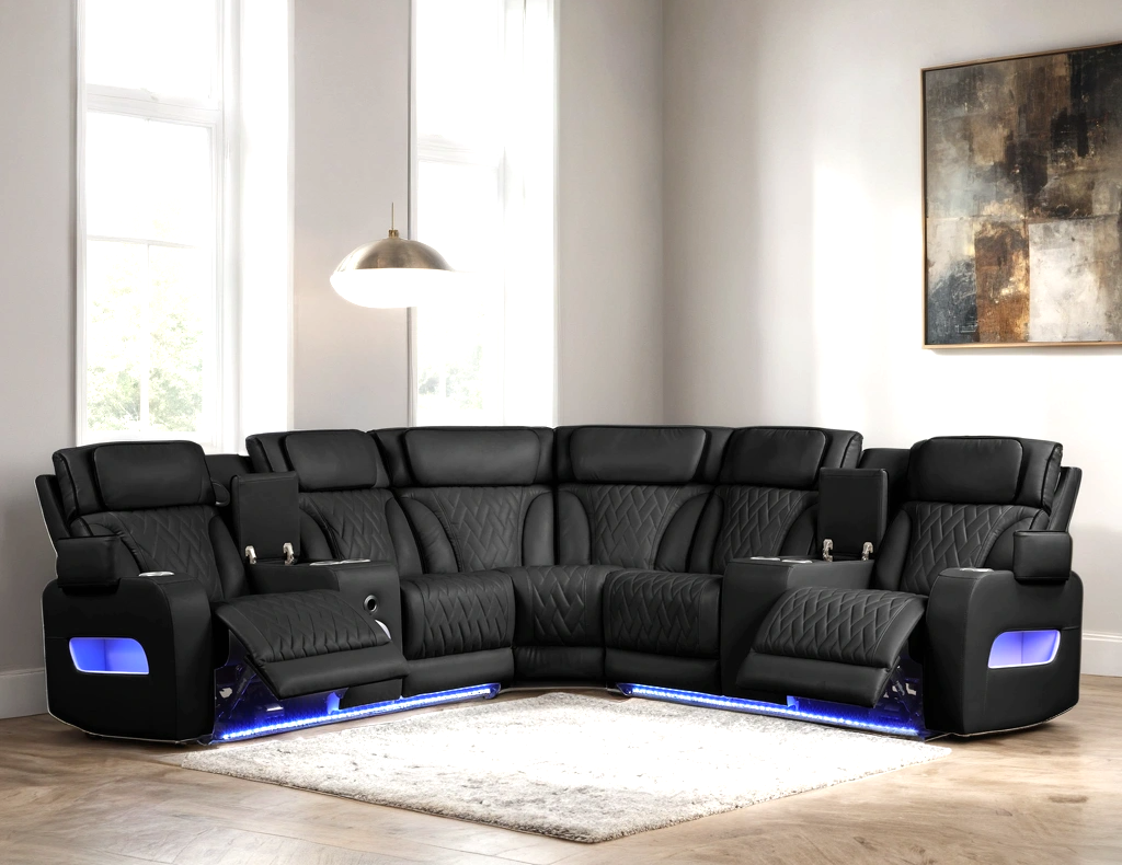 Spain Power Reclining Sectional - Black