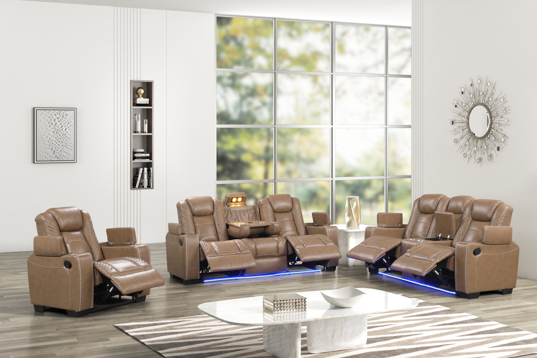 Stefano 3PC Reclining Set - Brown