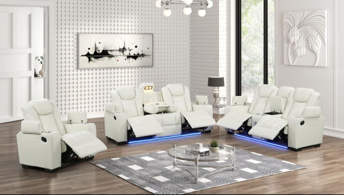 Stefano 3PC Reclining Set - White
