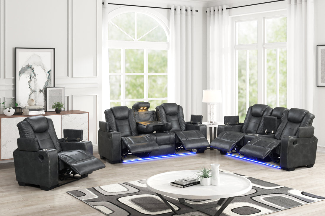 Stefano 3PC Reclining Set - Gray