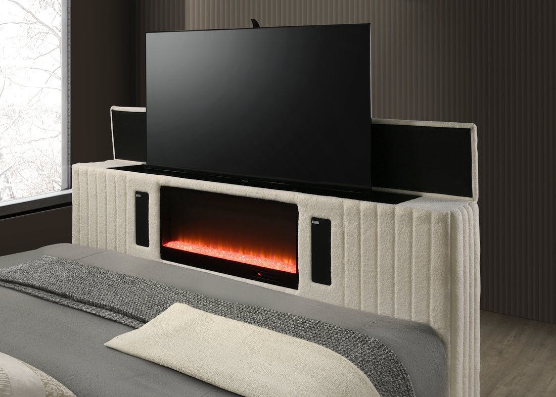 Villa White Platform Bed - Queen, King