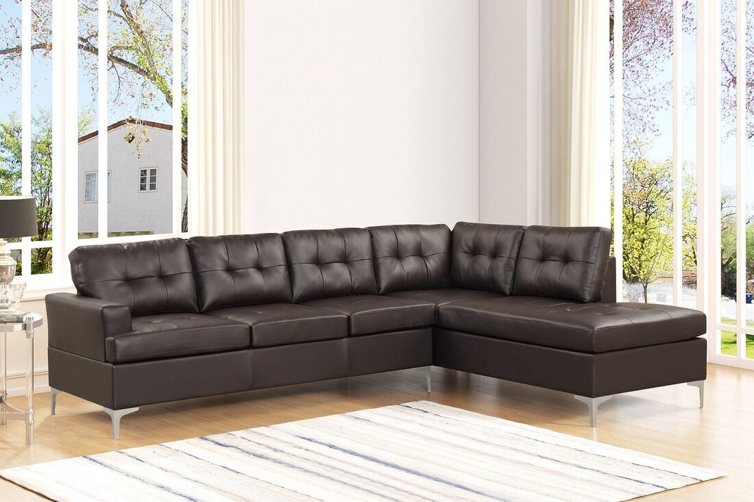 Vintage Espresso Faux Leather Sectional Sofa
