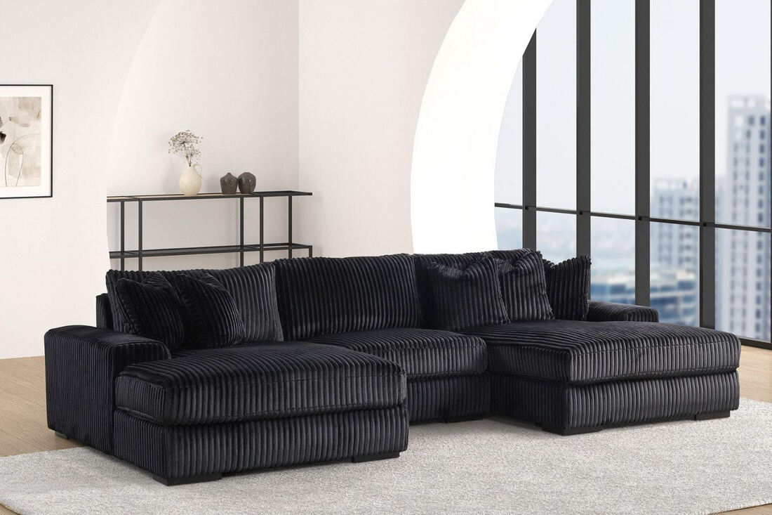 Double Chaise Sectional | Black Sectional | King Gallery Furniture