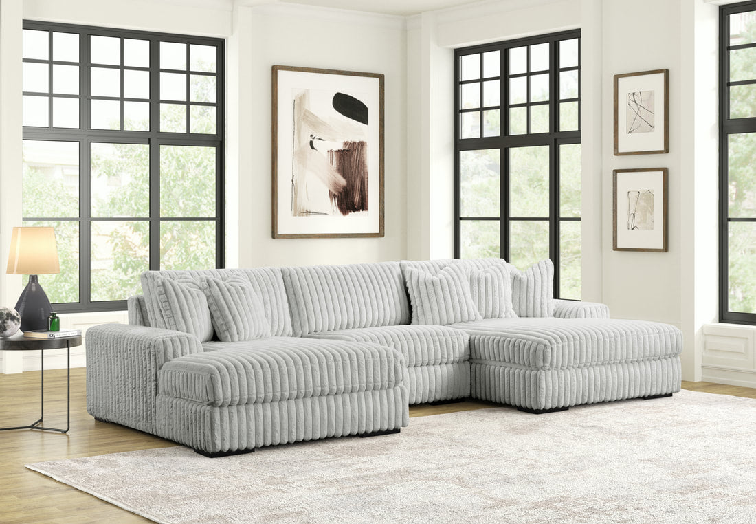 TIKTOK Corduroy Double Chaise Sectional